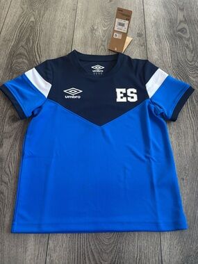 Umbro Blue Navy & White Kids Soccer Jersey